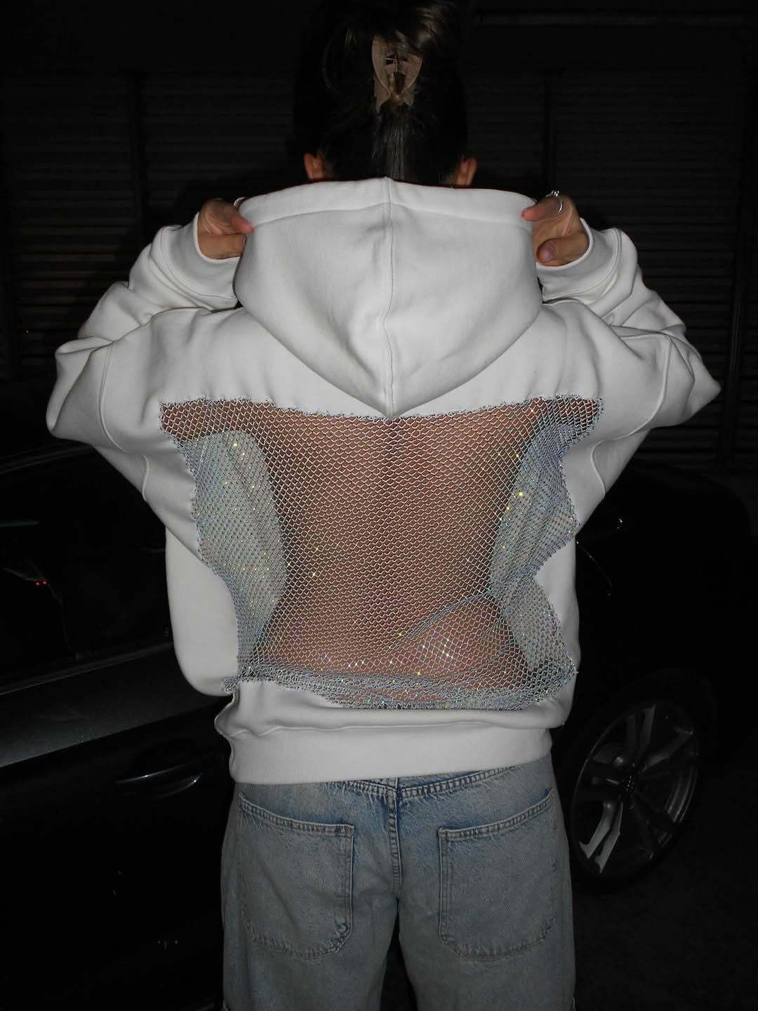 Backstage Crystal-Mesh Hoodie-OSI