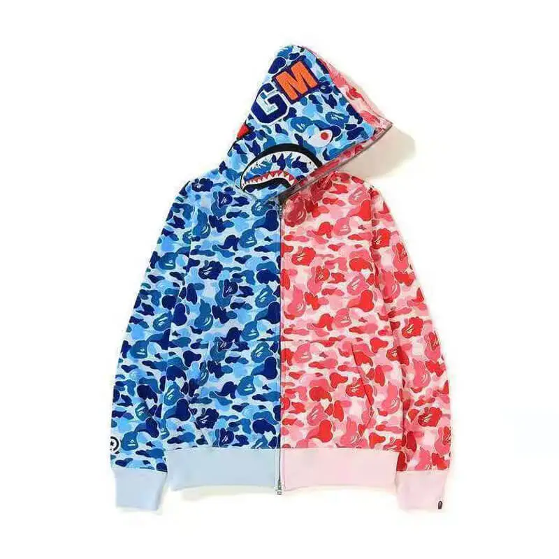  Printed Full Zip Shark Hoodie-OSI