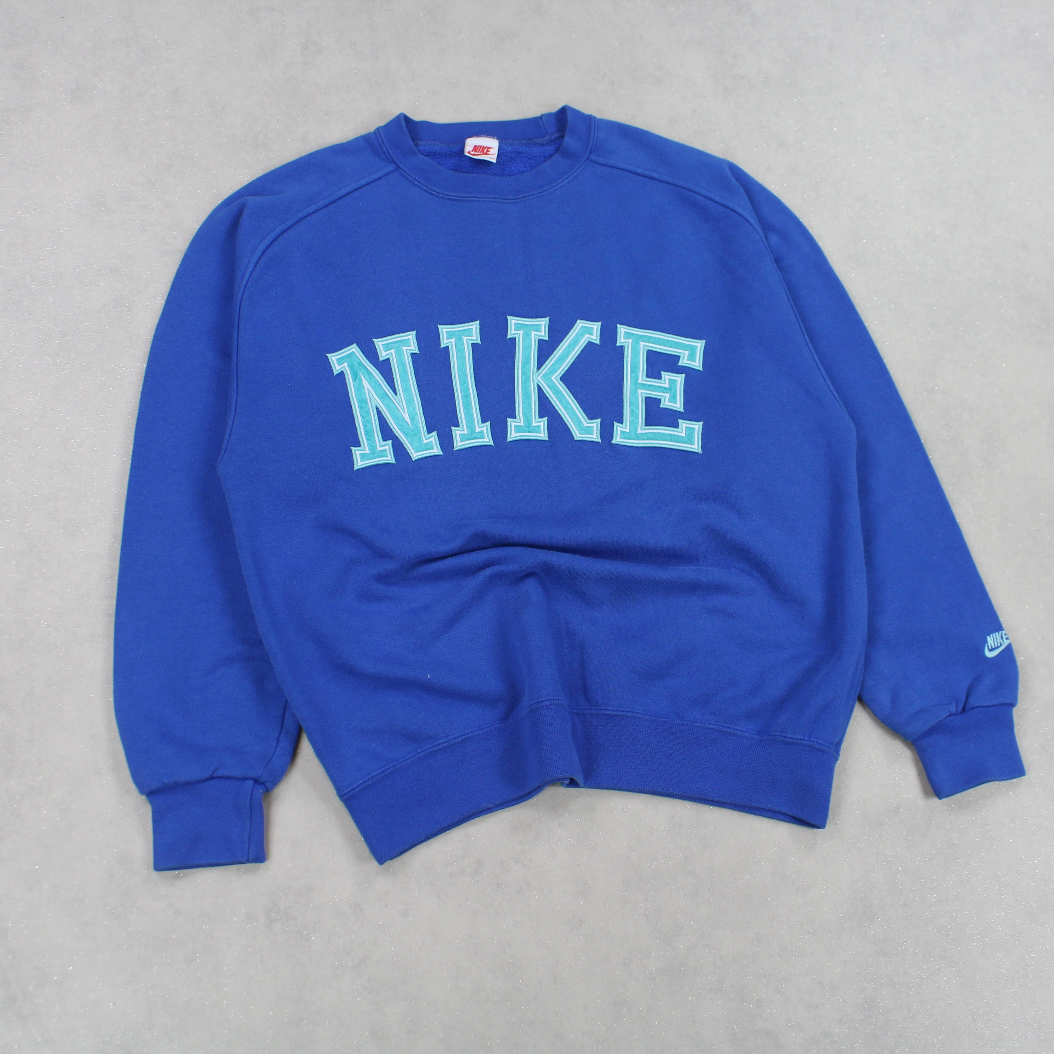 VERY RARE 1990s  Spell Out Sweatshirt Blue-OSI