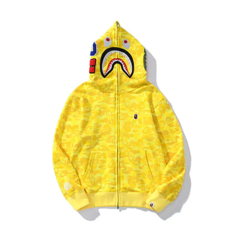 Full Zip Up Camo  shark Hoodie-OSI