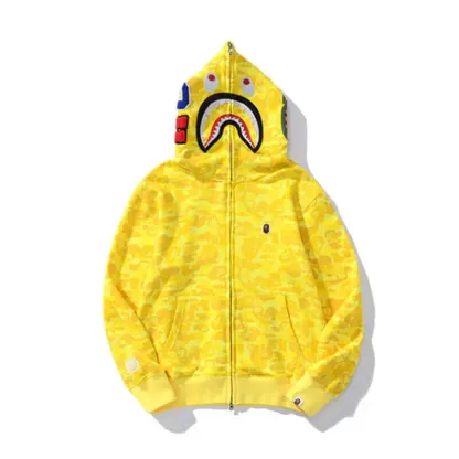 Full Zip Up Camo  shark Hoodie-OSI
