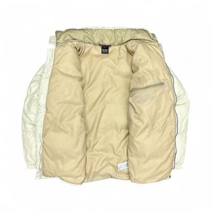 Vintage 90s Rare Center-Swoosh Puffer Jacke Beige-OSI