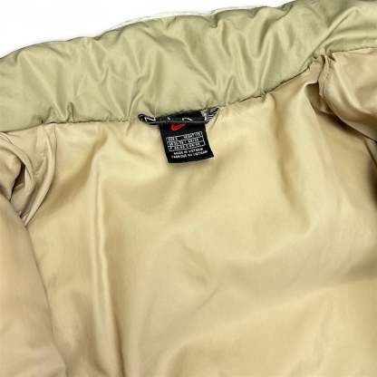 Vintage 90s Rare Center-Swoosh Puffer Jacke Beige-OSI