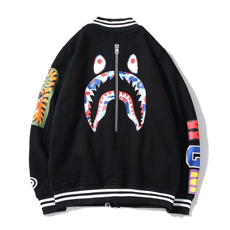 A Bathing Ape Varsity WGM Shark Jacket-OSI