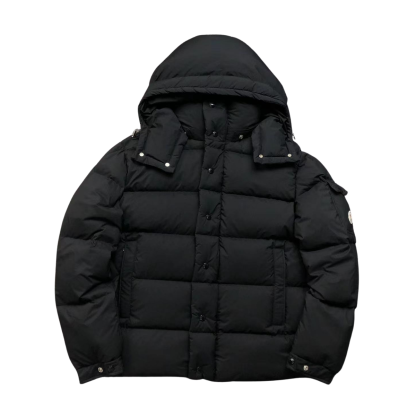 Moncler Logo Hooded Puffer Jacket Black