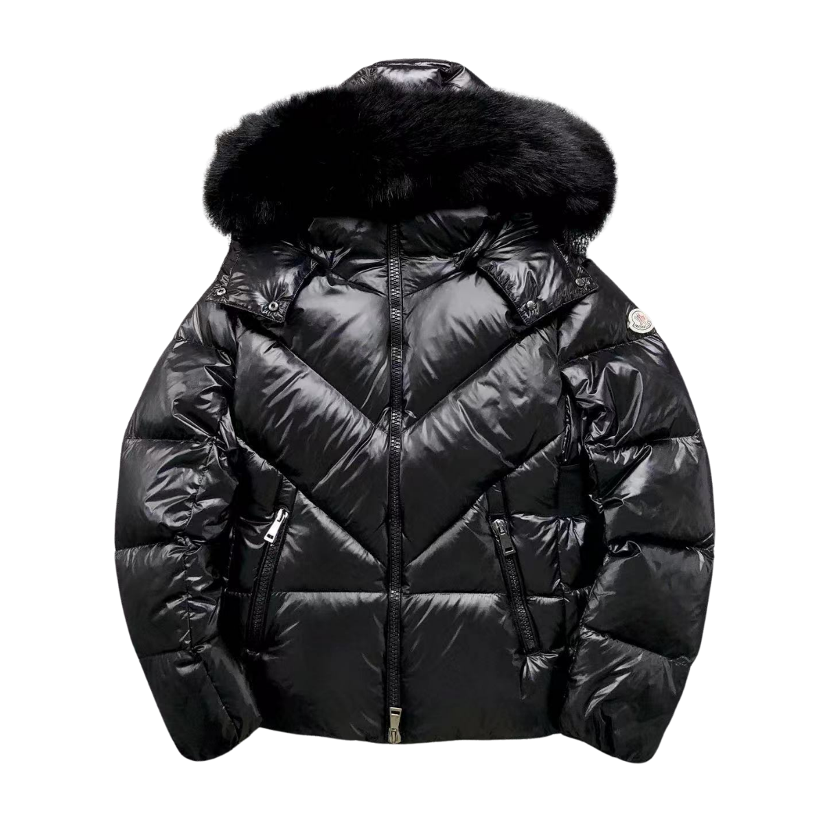 Moncler Faux Logo Puffer Jacket Black