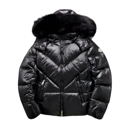 Moncler Faux Logo Puffer Jacket Black