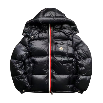 Moncler Logo Shiny Puffer Jacket Dark Navy
