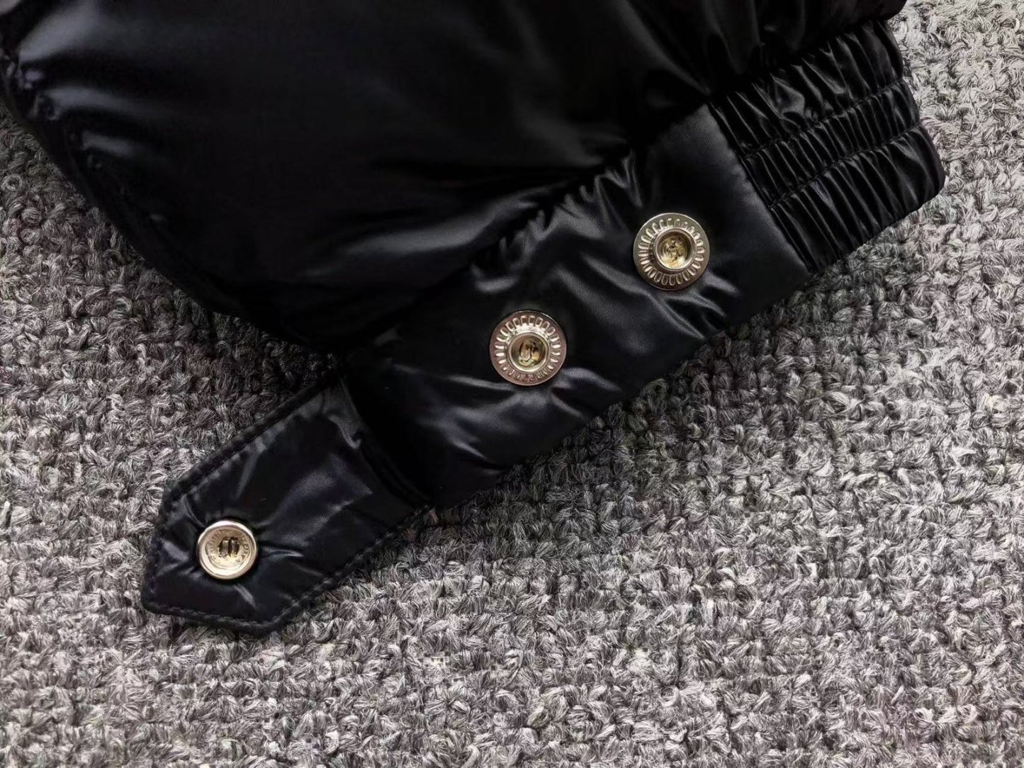 Moncler Logo Shiny Puffer Jacket Dark Navy