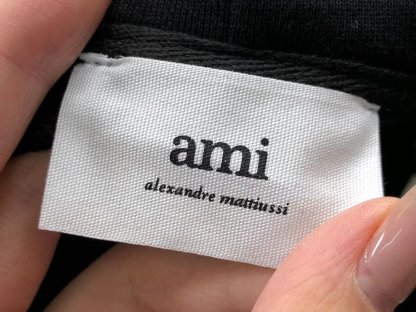 Ami Red Heart Zip Up Hoodie Black