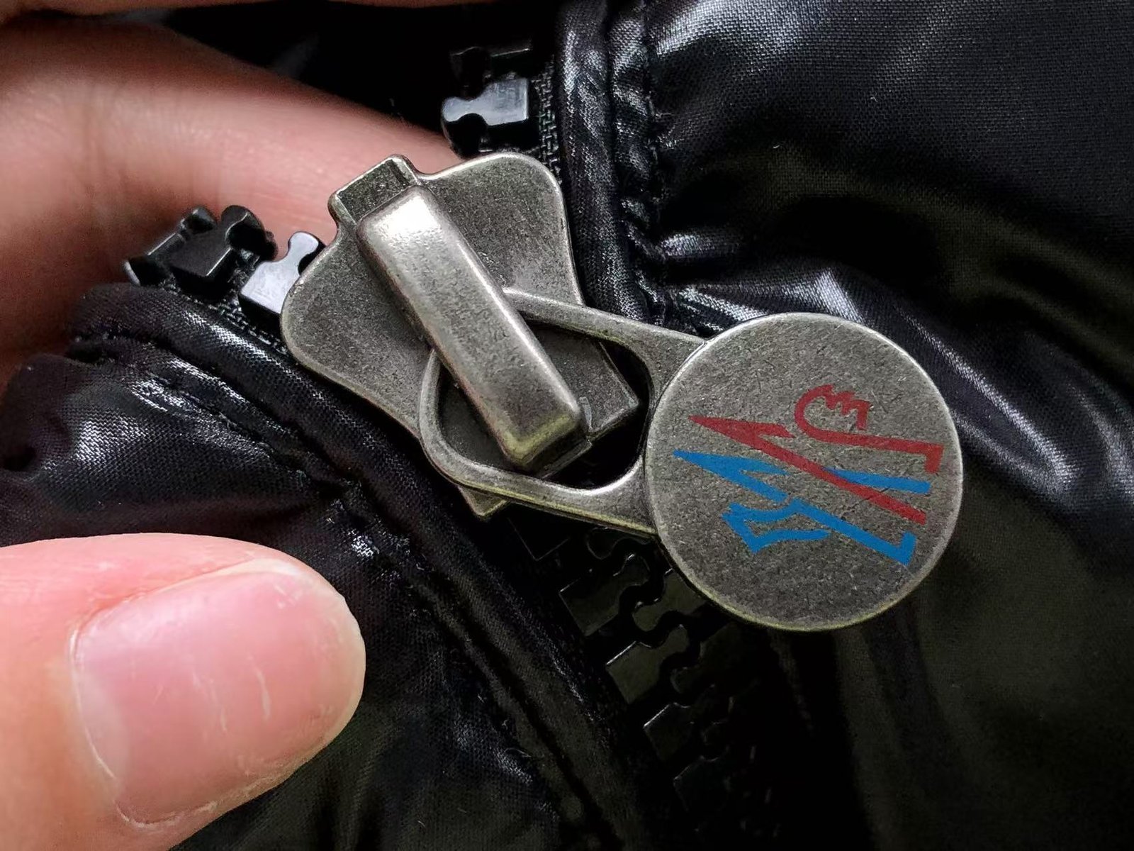 Moncler Logo Shiny Puffer Jacket Black