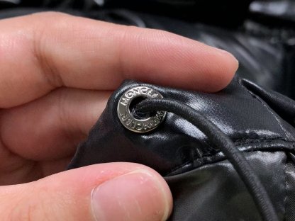 Moncler Logo Shiny Puffer Jacket Black