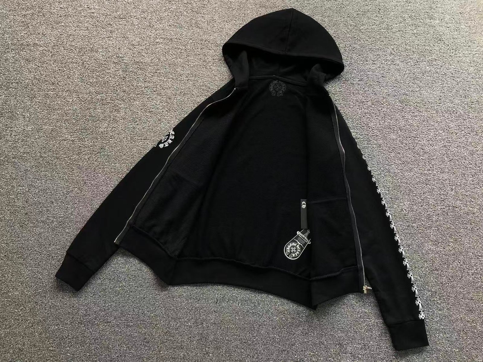 Chrome Hearts Logo Zip Up Hoodie White