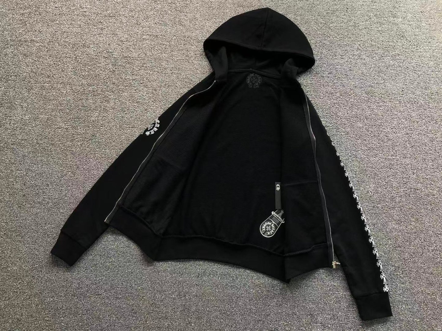 Chrome Hearts Logo Zip Up Hoodie White