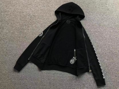 Chrome Hearts Logo Zip Up Hoodie White