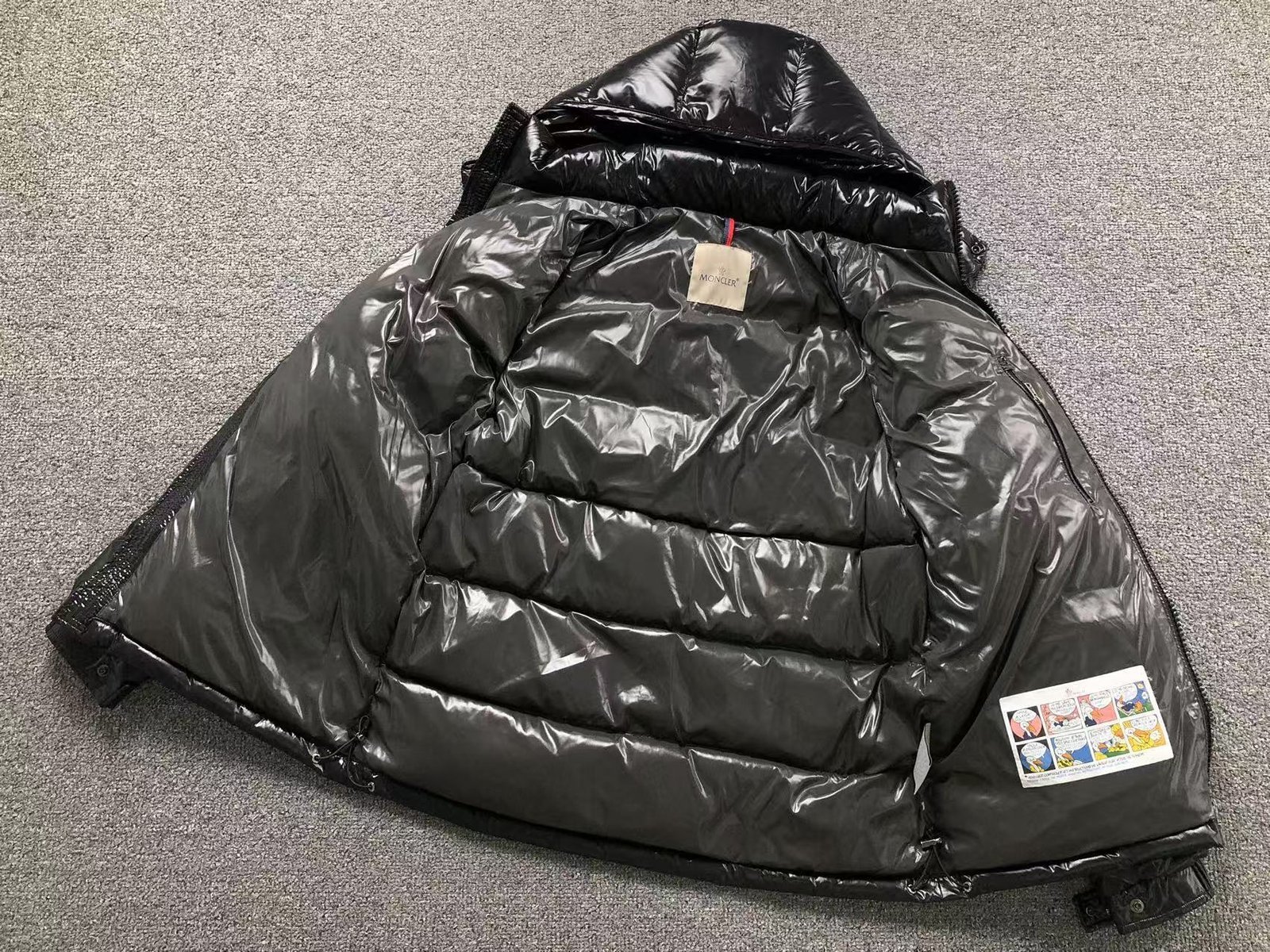 Moncler Logo Shiny Puffer Jacket Black