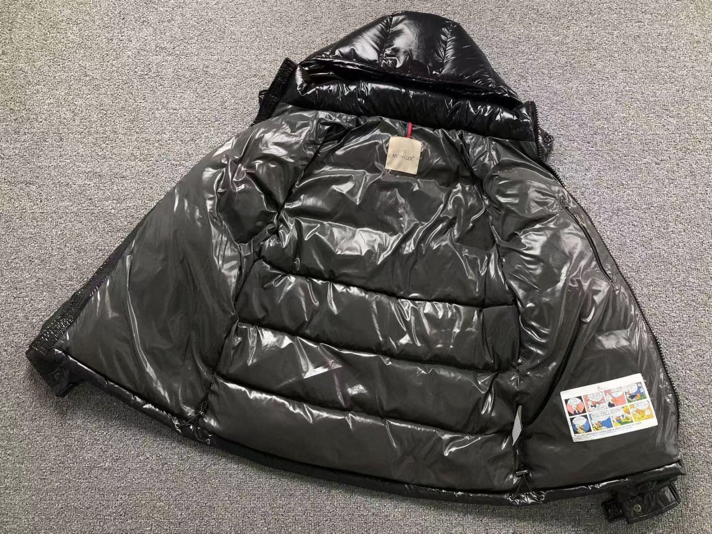Moncler Logo Shiny Puffer Jacket Black
