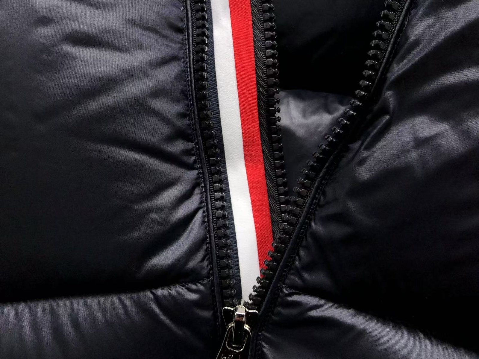 Moncler Logo Shiny Puffer Jacket Dark Navy