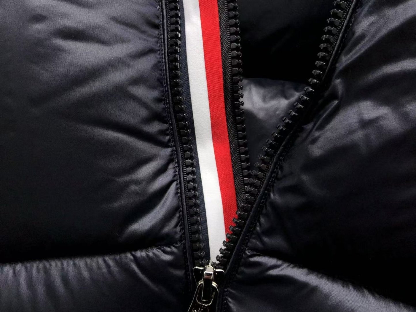 Moncler Logo Shiny Puffer Jacket Dark Navy