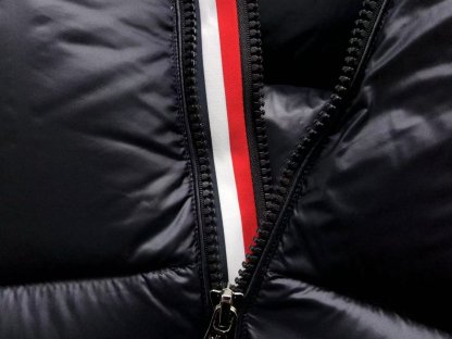 Moncler Logo Shiny Puffer Jacket Dark Navy