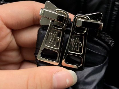 Moncler Logo Shiny Puffer Jacket Dark Navy