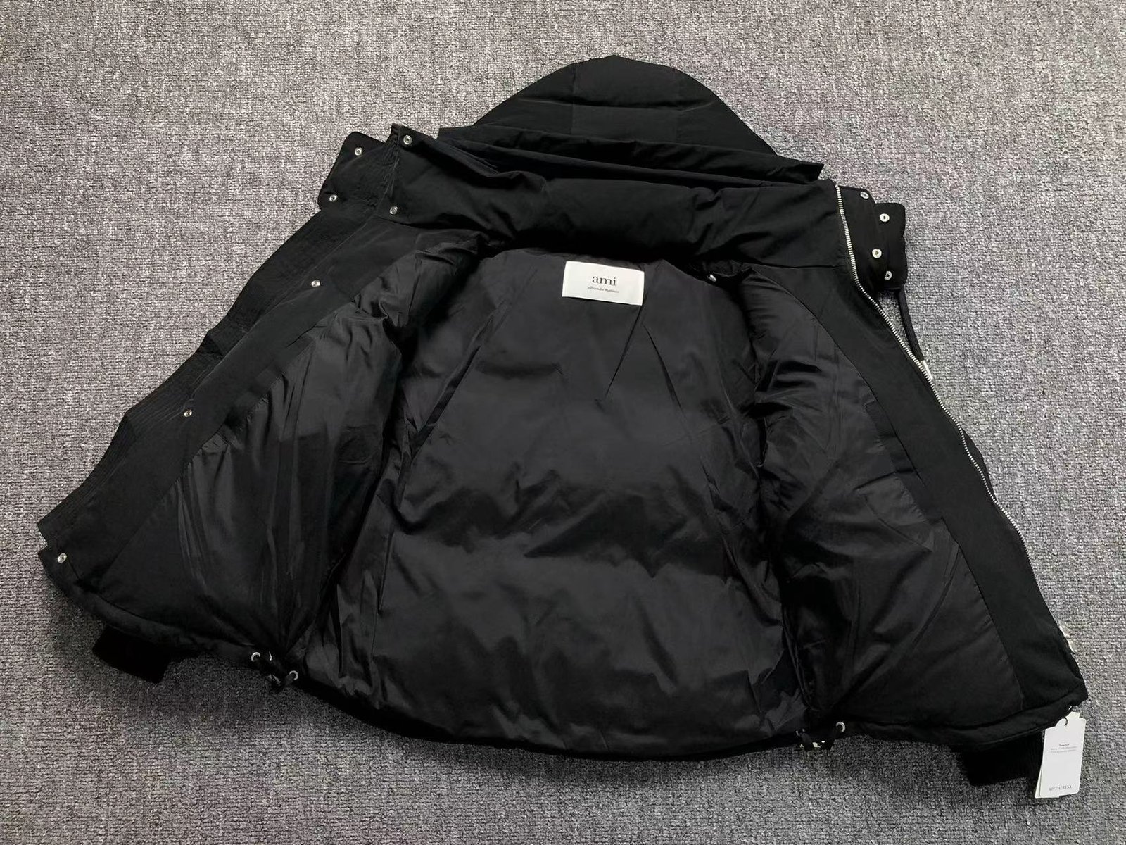 Ami Logo Puffer Jacket Grey