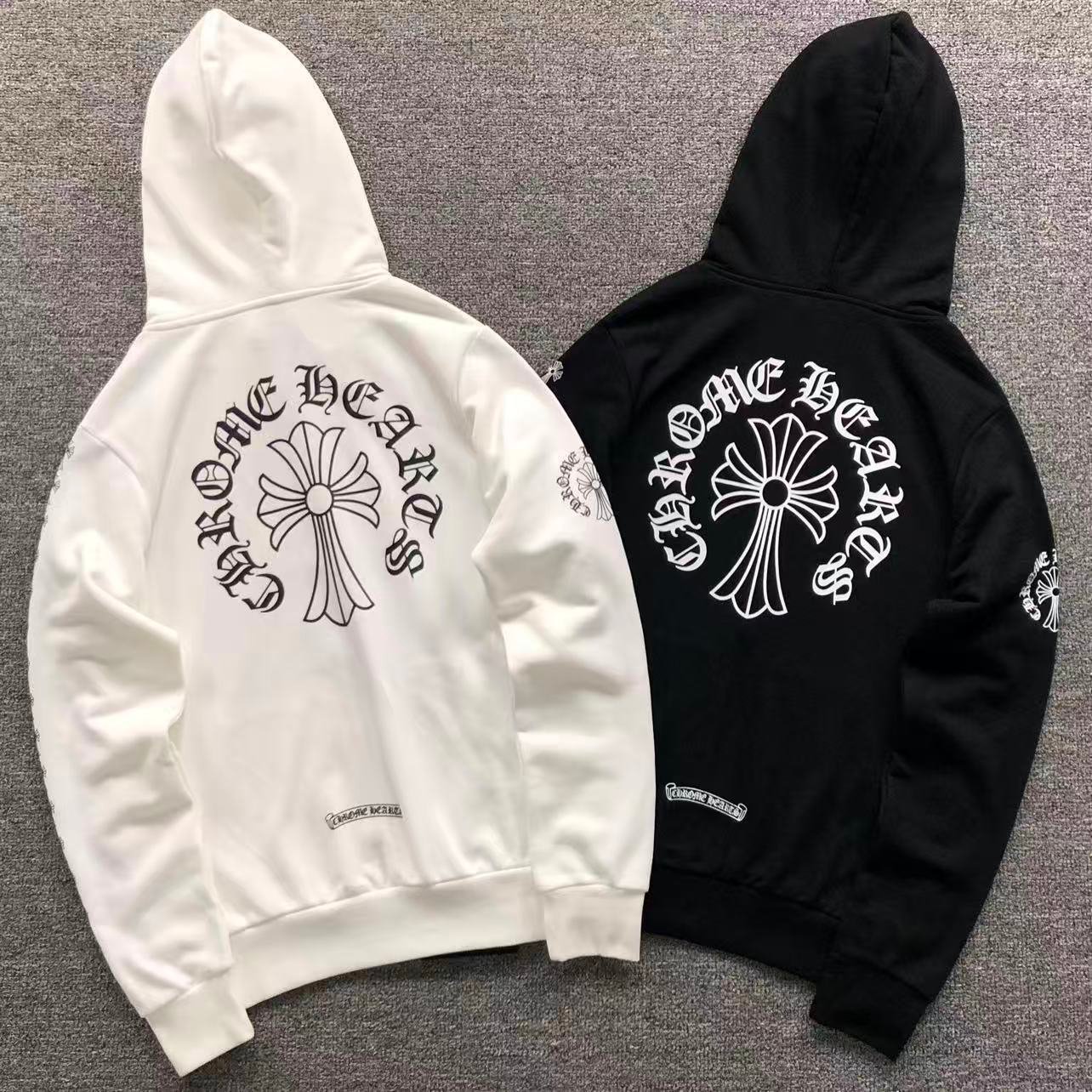 Chrome Hearts Logo Zip Up Hoodie White