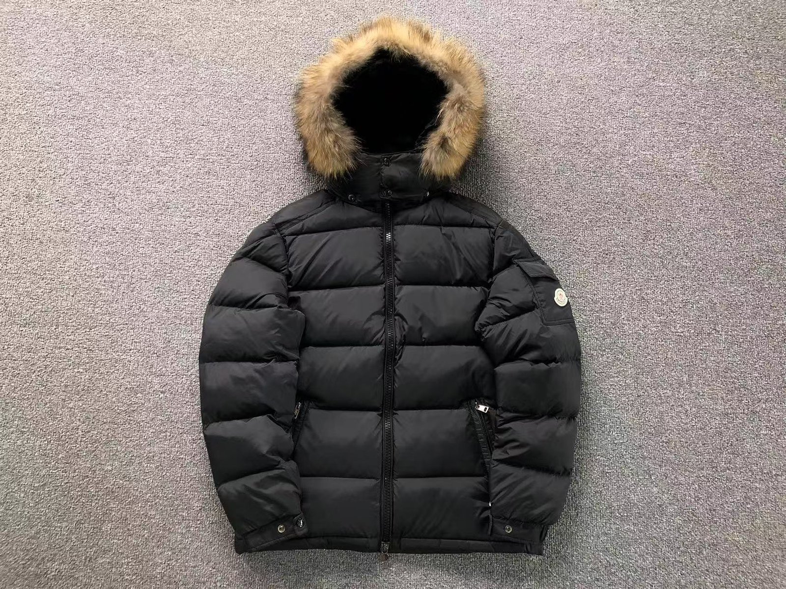Moncler Faux Logo Puffer Jacket Black