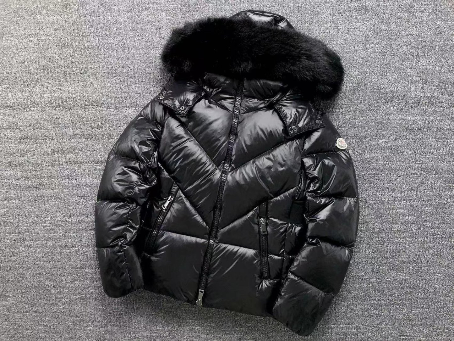 Moncler Faux Logo Puffer Jacket Black