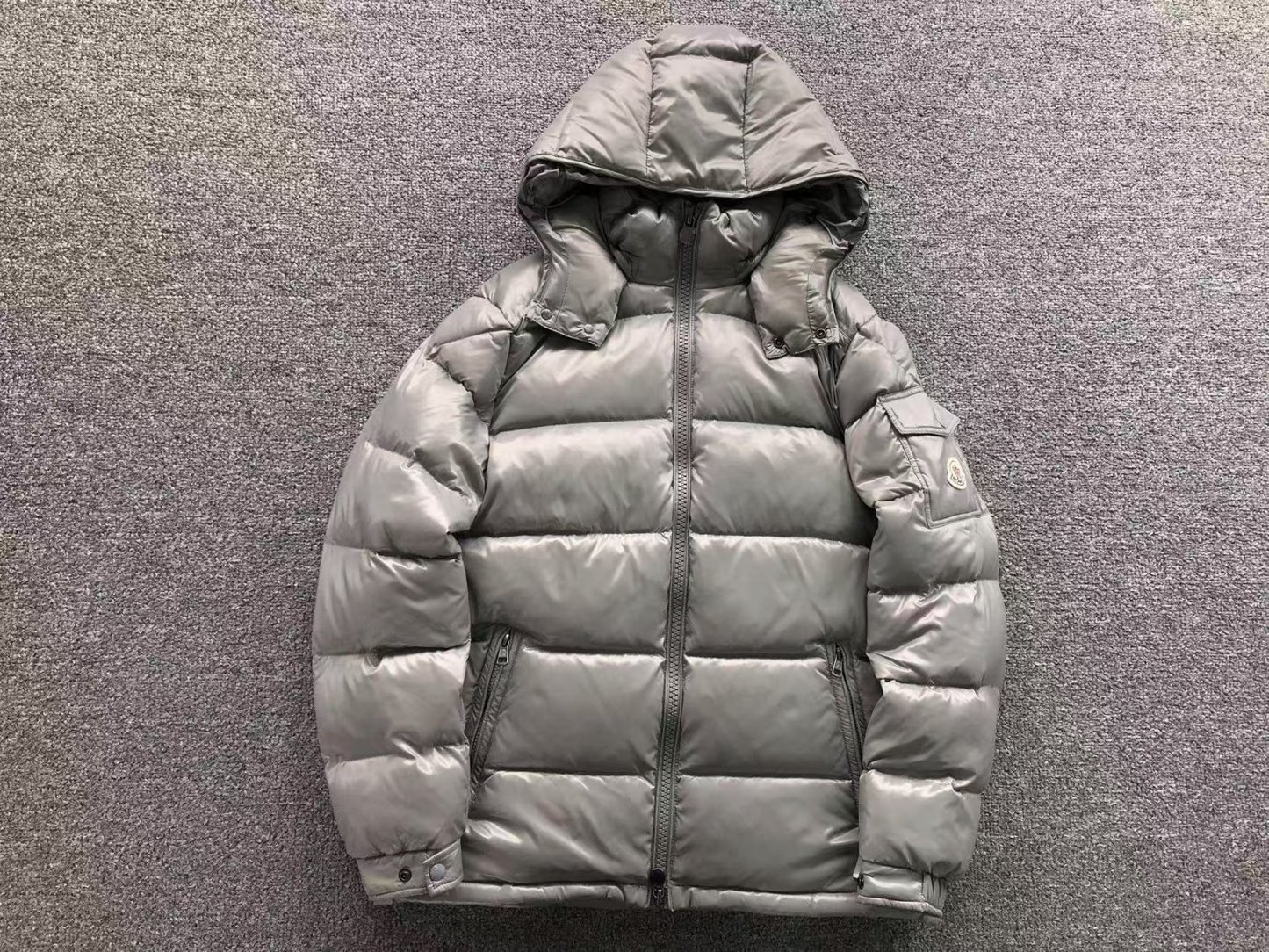 Moncler Logo Puffer Jacket Grey