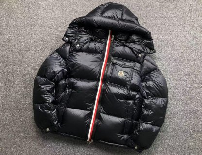 Moncler Logo Shiny Puffer Jacket Dark Navy