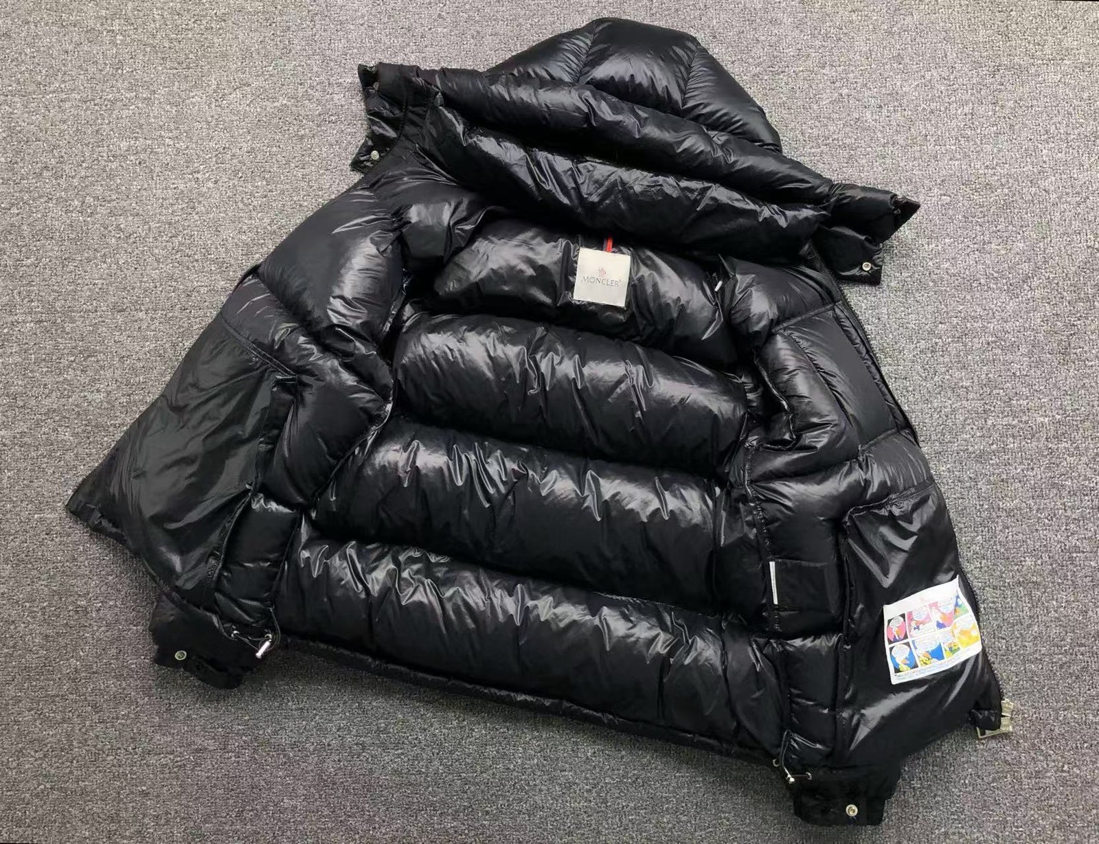 Moncler Logo Shiny Puffer Jacket Dark Navy