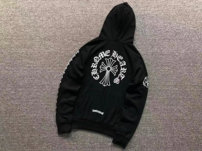 Chrome Hearts Logo Zip Up Hoodie Black