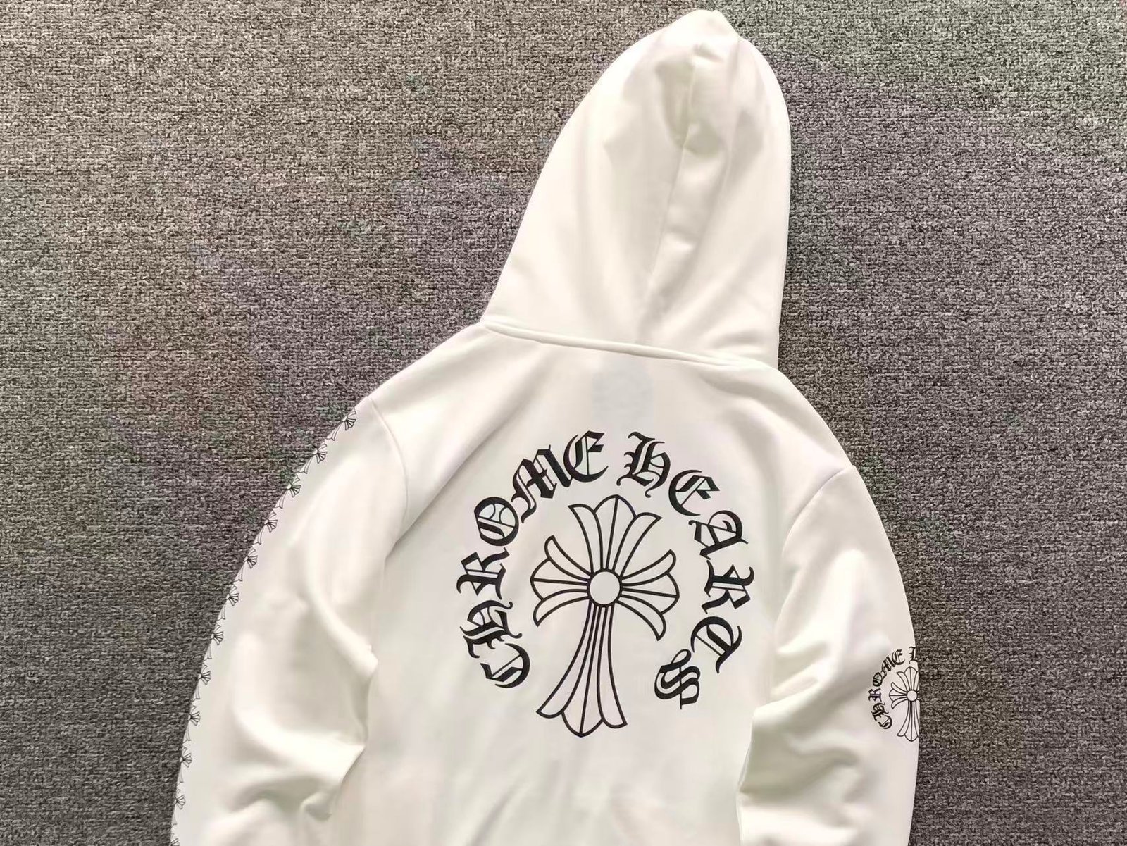 Chrome Hearts Logo Zip Up Hoodie White