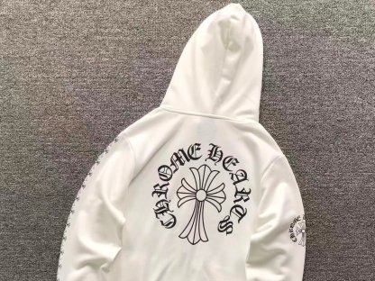 Chrome Hearts Logo Zip Up Hoodie White