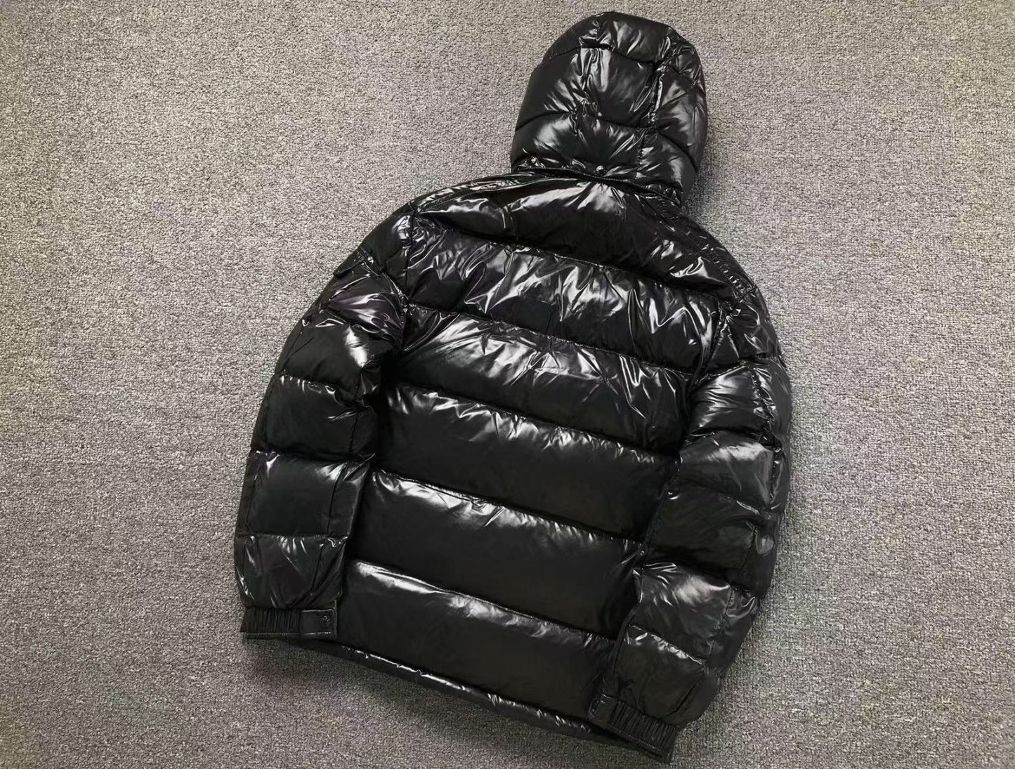 Moncler Logo Shiny Puffer Jacket Black