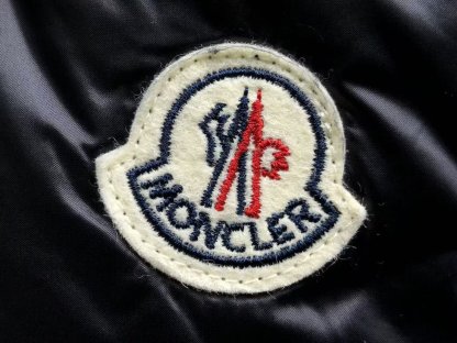 Moncler Logo Shiny Puffer Jacket Dark Navy