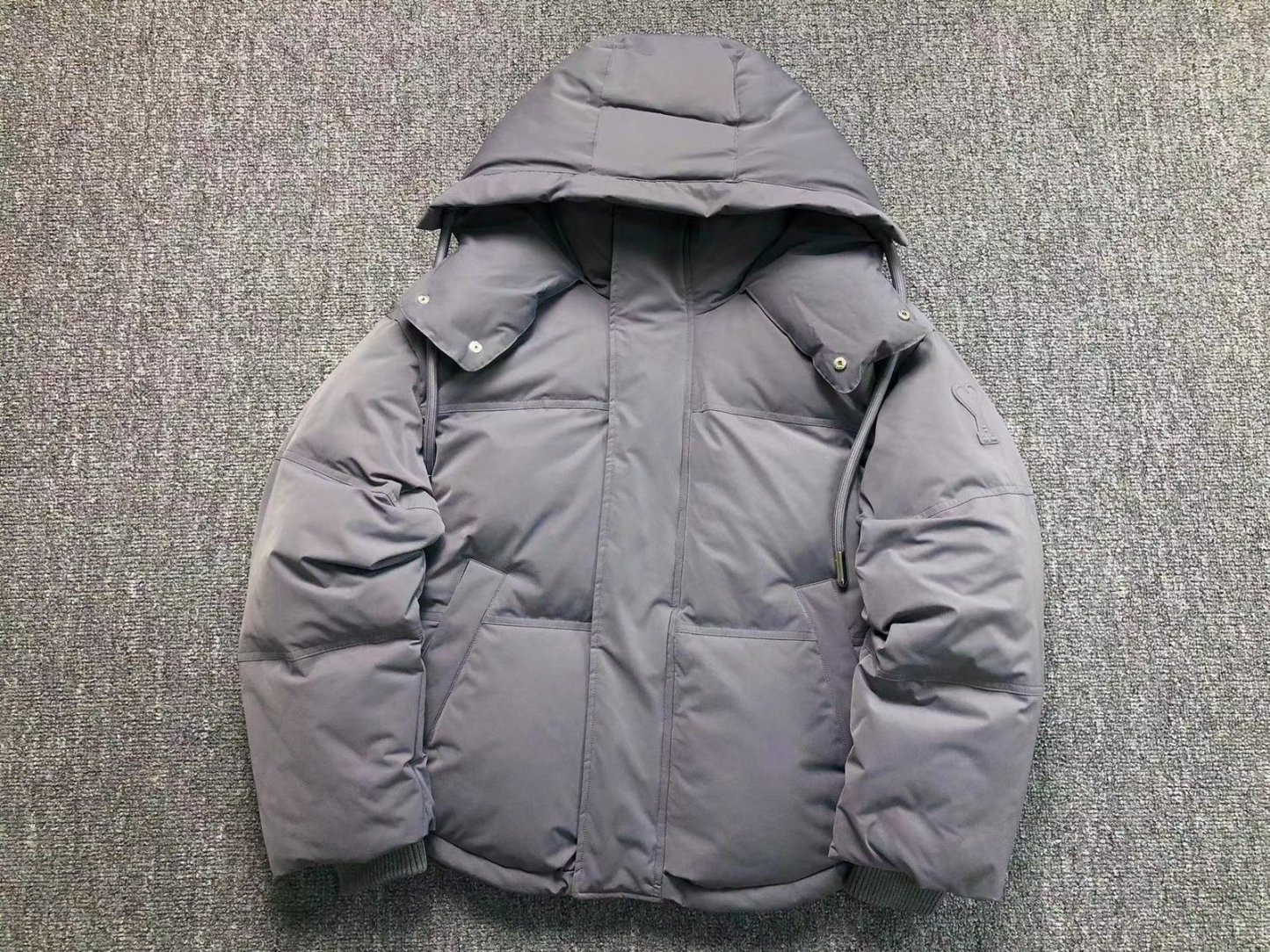 Ami Logo Puffer Jacket Grey