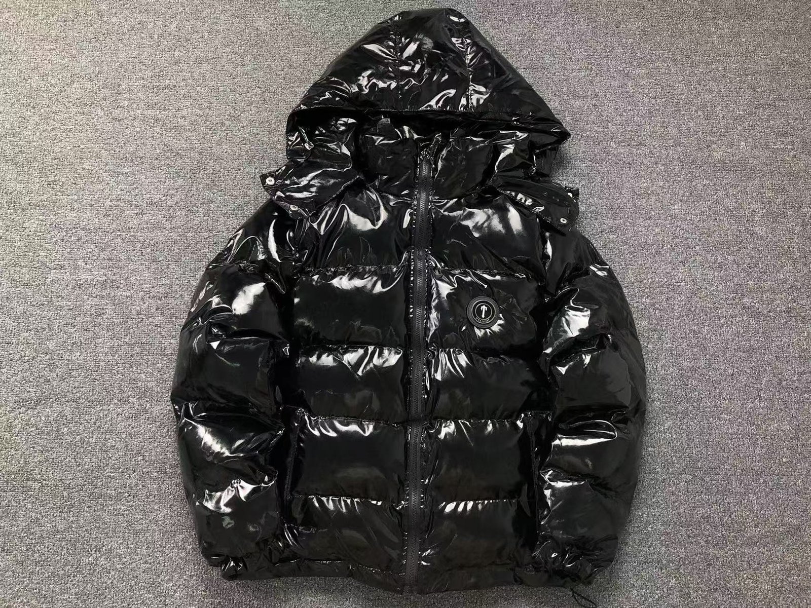 Trapstar Irongate Hooded Puffer Jacket Shiny Black