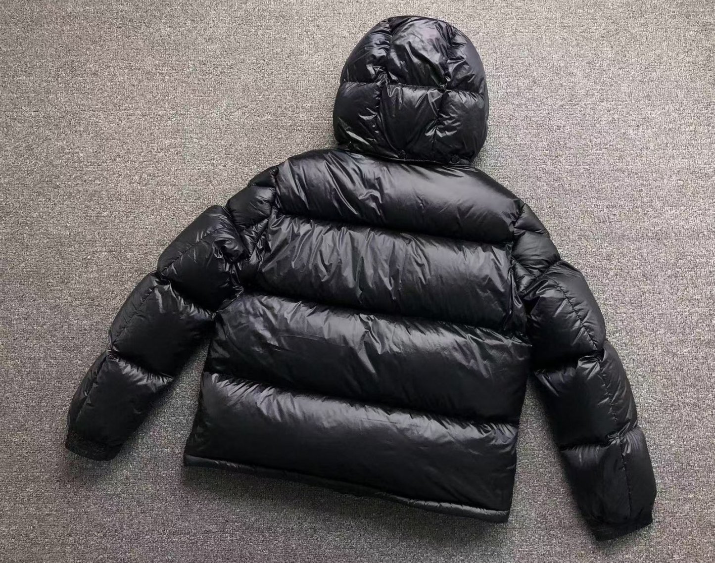 Moncler Logo Shiny Puffer Jacket Dark Navy