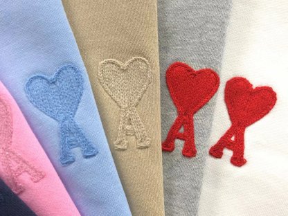 Ami Red Heart Zip Up Hoodie Black