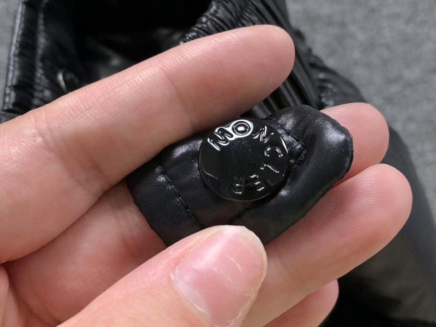 Moncler Logo Shiny Puffer Jacket Black