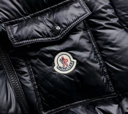 Moncler Logo Shiny Puffer Jacket Dark Navy