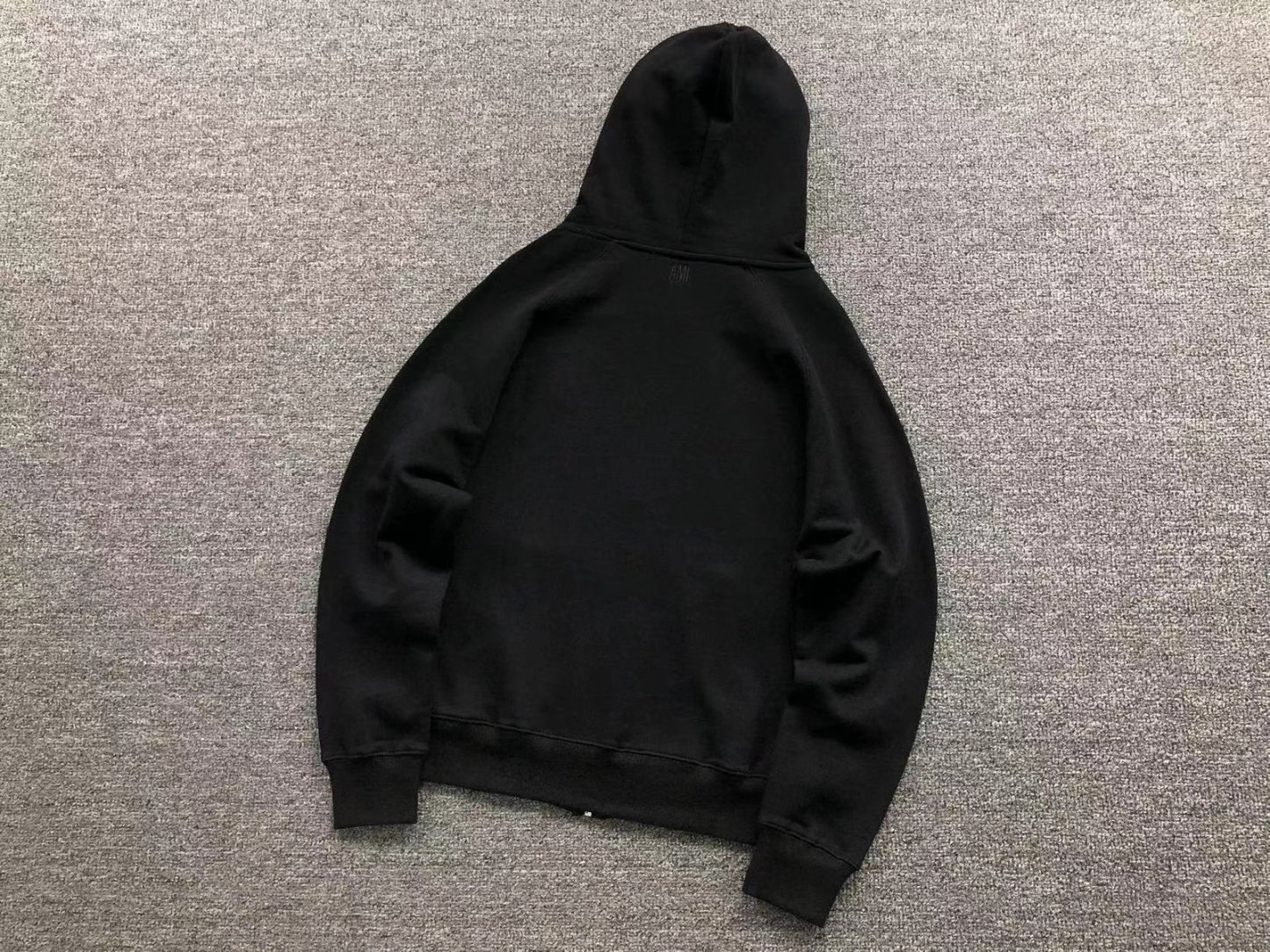 Ami Red Heart Zip Up Hoodie Black
