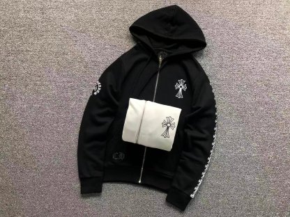 Chrome Hearts Logo Zip Up Hoodie White