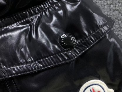 Moncler Logo Shiny Puffer Jacket Black