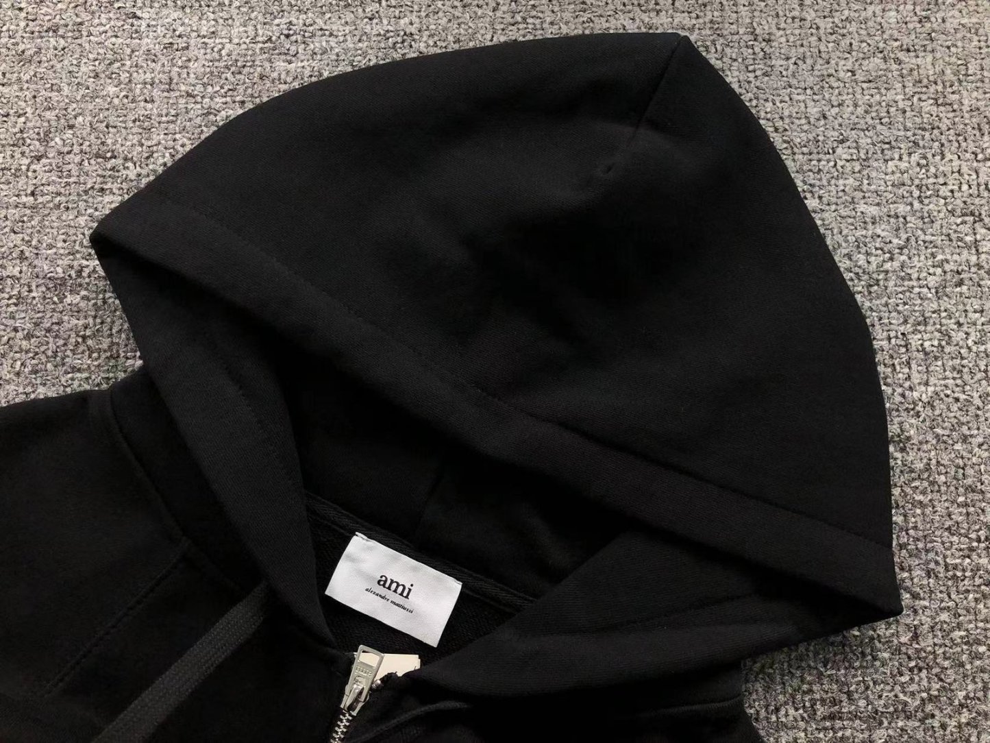 Ami Red Heart Zip Up Hoodie Black