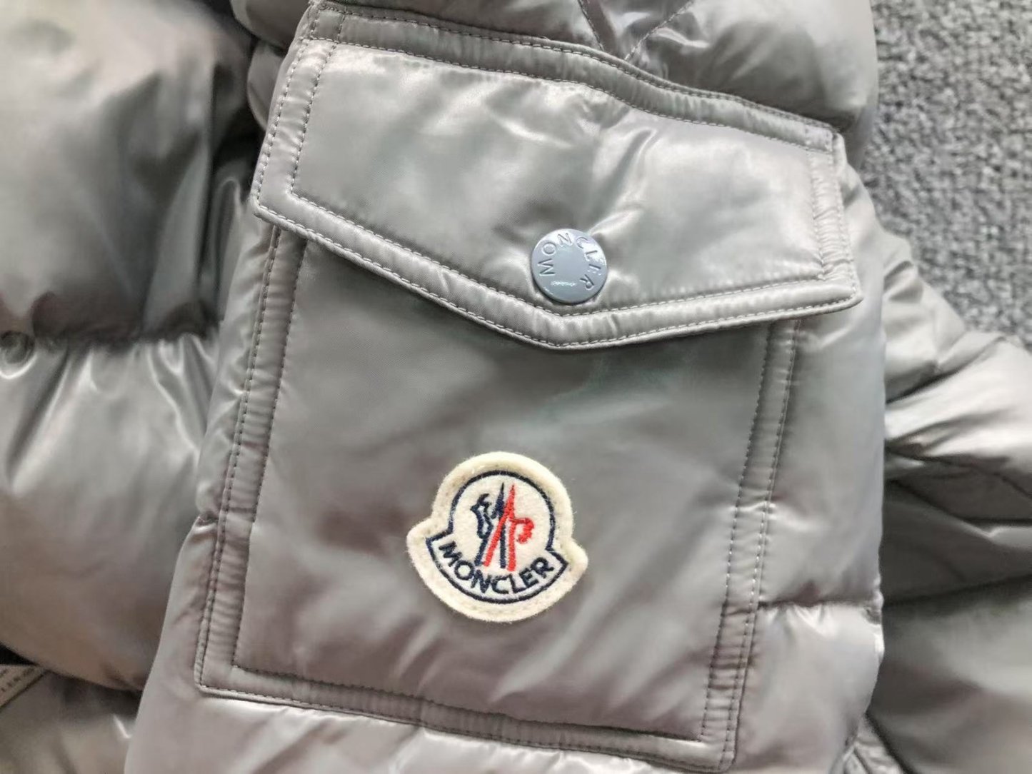 Moncler Logo Puffer Jacket Grey