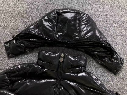 Moncler Logo Shiny Puffer Jacket Black