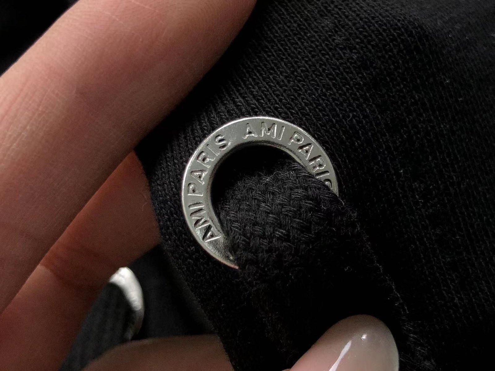 Ami Red Heart Zip Up Hoodie Black